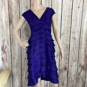 Dress Barn Collection Purple Layered Midi Dress Size 14